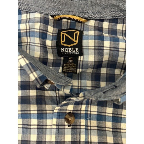 Noble Outfitters Mens‎ XXL Blue Plaid Short Sleeve Button Down Casual 2XL - Picture 4 of 5